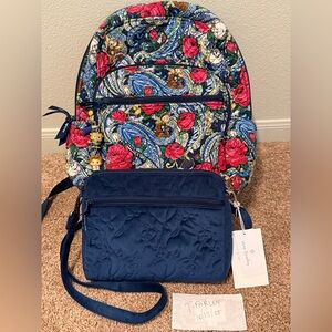 Vera Bradley Disney Beauty and the Beast backpack with Navy velvet Crossbody